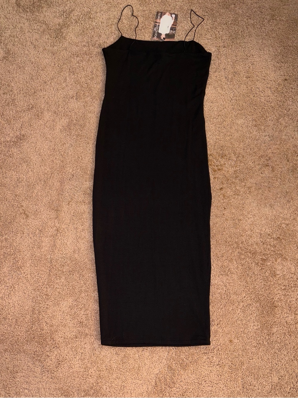 NWT Naked Wardrobe Black Spaghetti Strap Midi Dress